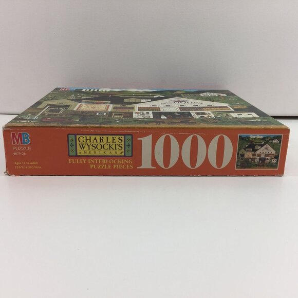 Charles Wysocki's Americana MB 1000 Piece Puzzle 4679-26 Market Antiques Quilts - Picture 4 of 7